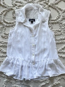 Amy Byer Girl’s White Blouse With Lace Detail Size Large - Picture 1 of 5