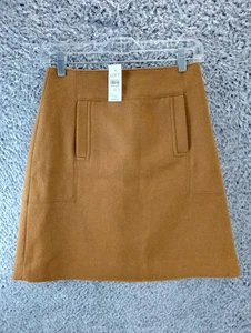 Ann Taylor Loft Skirt Women 00 Beige A Line Mini Wool Blend Lined Career Office - Picture 1 of 10