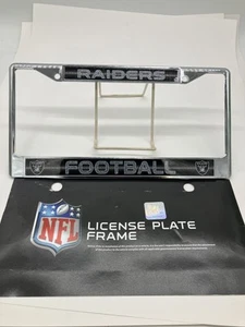 NFL Oakland Raiders Black Laser Cut Chrome License Plate Frame - Picture 1 of 5