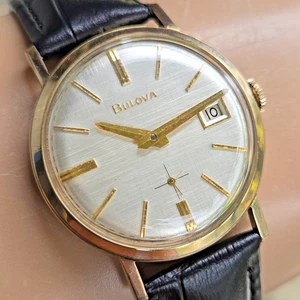 Vintage Bulova Date King "HH" Herren Handaufzug Uhr Linen Dial 10K RGP 1965 - Bild 1 von 22