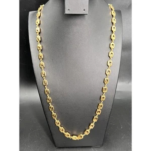 Vintage Givenchy G Link Gold Plated Chain Necklace 30” Long Signed 8mm Wide - Picture 1 of 10