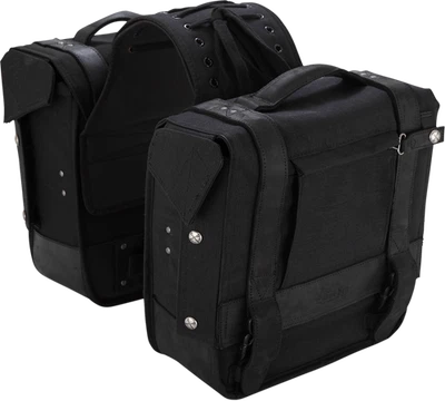 Alforjas Cordura de cuero negro marca Burly para Harley Davidson Foto 1 de 4