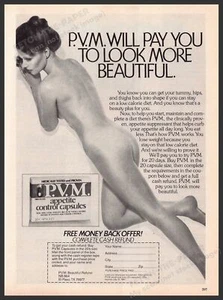 P.V.M. Appetite Control Capsules 1980s Print Advertisement Ad 1981 Bare Body - Picture 1 of 1