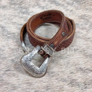 Vogt Tooled Western Belt w/ Sterling Ranger Buckle - Picture 1 of 12