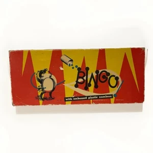 Vintage BINGO Game Embossed Plastic Numbers & Wood Markers Pressman Corp - Picture 1 of 2