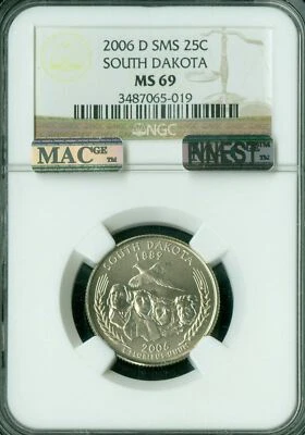 2006 D SOUTH DAKOTA QUARTER NGC MS69 SMS MAC FINEST REGISTRY MAC SPOTLESS  * - Image 1 of 2
