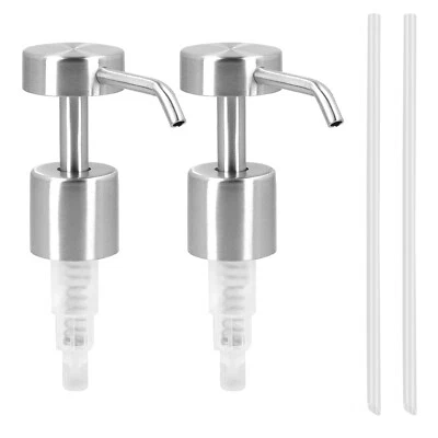 2x Stainless Steel Soap Dispenser Screw Heads for Bottles - Design 2, Silver - Image 1 of 4