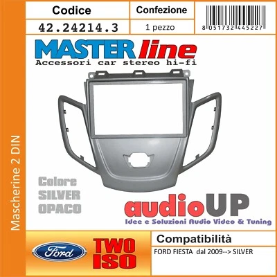 Panneau Remplacement 2 din Ford Fiesta Partir 2009 Adaptateur Deux Argent Mat - Photo 1/3