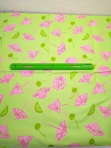 vintage LILLY PULITZER fabric Singapore Sling UMBRELLA fruit green pink 1+ yard - Picture 1 of 7
