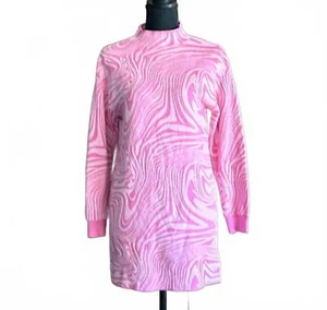 GB Girls Sweater Dress XL (16) Hot Pink Marble Swirl Print Long Sleeve Kidcore - Picture 1 of 8