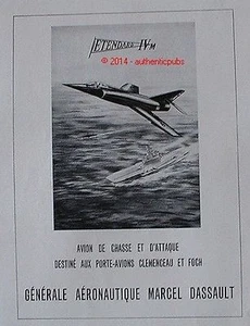 PUBLICITE MARCEL DASSAULT ETENDARD PORTE AVION DE CHASSE CLEMENCEAU FOCH DE 1959 - Picture 1 of 1