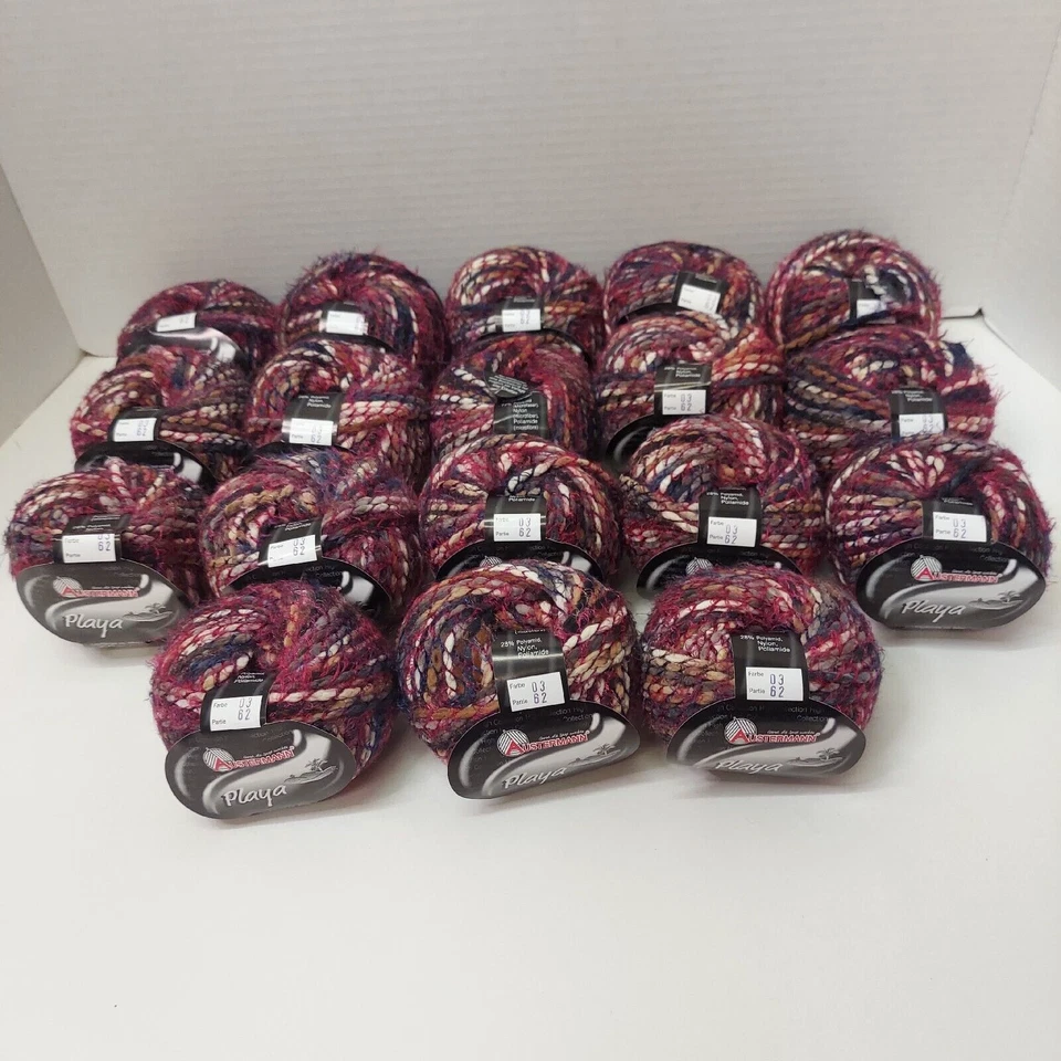 Austermann Playa Yarn Lot of 18 Balls 50g each Fuchsia Blend Pretty Pink Red - Image 1 of 4