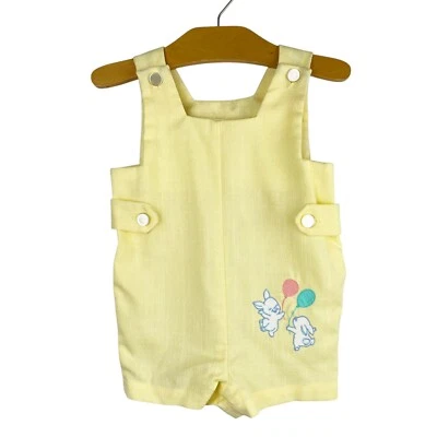 Винтажный цельный комбинезон Jon Jon кролики воздушные шары желтый для мальчиков размер 3-6 месяцев - Изображение 1 из 4