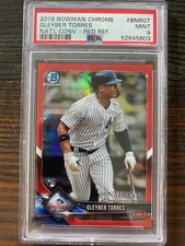2018 Bowman Chrome Gleyber Torres RC National Red Refractor 2/5 Yankees Rookie