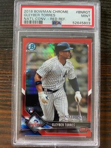2018 Bowman Chrome Gleyber Torres RC National Red Refractor 2/5 Yankees Rookie