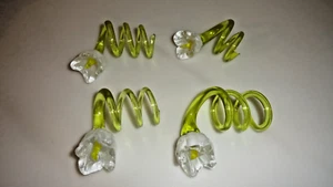 4 Royal Gallery Tulip Flower Napkin Rings Crystal Art Glass Multicolor Czech Rep - Picture 1 of 3