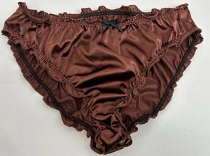 Bragas de bikini satinadas de segunda piel de mantequilla brillante Sissy aspecto húmedo volantes sedosos M/L - Imagen 1 de 8