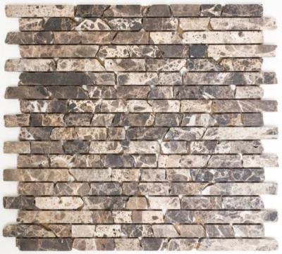 Mosaïque carreau marbre pierre naturel impala marron flammé 40-1304_f |10plaques - Photo 1/4