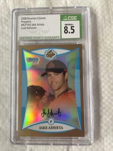 2008 Jake Arrieta Bowman Chrome 1st GOLD REFRACTOR ROOKIE Rc 02/50 CSG 8.5 CUBS - Picture 1 of 2