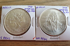 MEXIQUE, Lot de 2 pièces d'argent 0.720 Jeux Olympiques 1968 et Morelos 1978