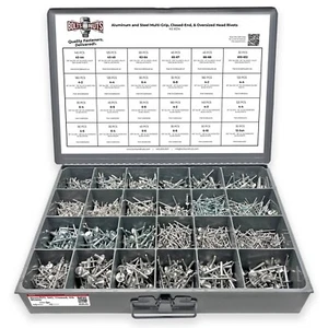 Aluminum and Steel Multi-Grip, Closed-End, & Oversized Head Rivets - 2026 PCS - Picture 1 of 5