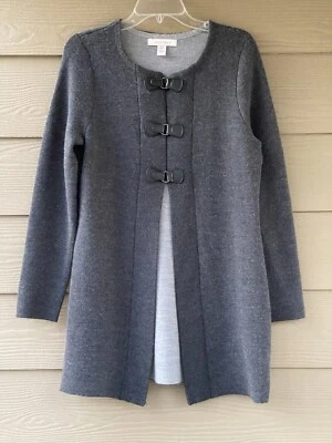 Jaqueta de malha Ellen Tracy feminina cinza botão de pressão mistura de lã suéter tamanho grande - Imagem 1 de 4