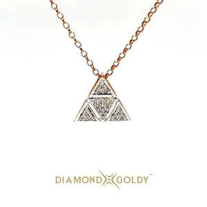 0.14ct Diamond Pyramid Shape Designer Pendent With Chain 18KT Rose Gold IGI SI2 - Picture 1 of 4