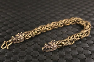 Pulsera dragón china bronce hecha a mano coleccionable regalo joya regalo - Imagen 1 de 6