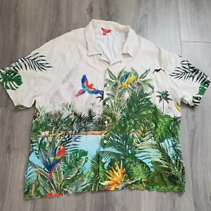Guess Parrot Shirt Mens XXL Tropical Bird All Over Print Wrap Colorful Beach - Picture 1 of 8