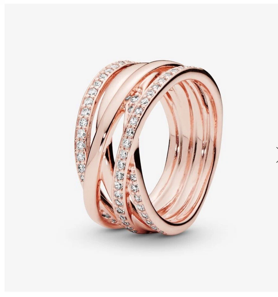 Original PANDORA Funkelnde und Polierte Linien Ring 180919CZ-54 - Bild 1 von 1