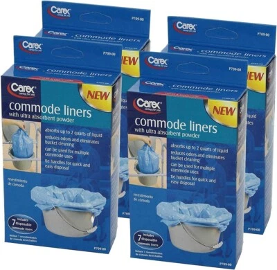 Carex Commode Liners Holds 2 Quarts Liquid, 4 Packs of 7 ea, 28 Count - Image 1 of 4