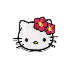 Aplique Hello Kitty Hawaiano Flor Roja Bordada Hierro En Parche Hágalo Usted Mismo - Imagen 1 de 2