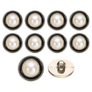 10 Piezas 18mm Redondo Resina Vintage Ropa Costura Botón Abrigo Perla Botones, Negro - Imagen 1 de 7