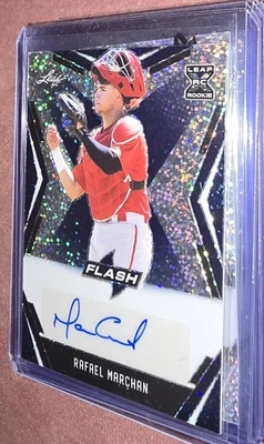 2020 LEAF BLUE FLASH RAFAEL MARCHAN MLB ROOKIE RC AUTO #9/50 - Image 1 of 2