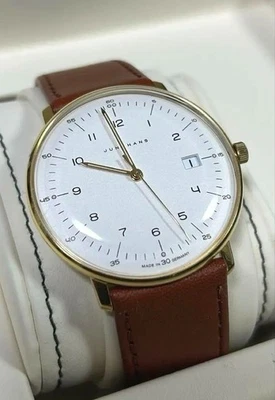Junghans Max Bill Quartz Watch Ref.041/7872.00 White Dial 38mm Box Leather Strap - Image 1 of 4
