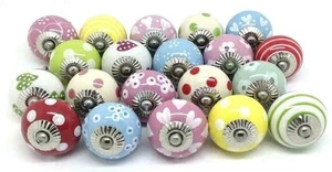 Ceramic Door cupboard Knobs Lot Handle Drawer wardrobe porcelain brass pull 5 10 - Picture 1 of 7
