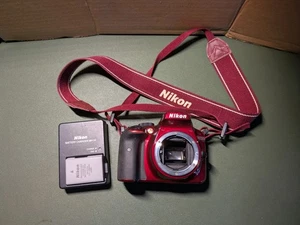 NIKON D3400 BODY RED DIGITAL SLR CAMERA CMOS SENSOR FOR PARTS NOT WORKING - Picture 1 of 8
