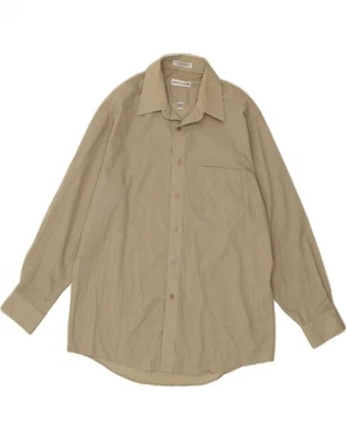 PIERRE CARDIN Mens Shirt Size 15/15 1/2 Medium Beige Polyester CK01 - Image 1 of 3