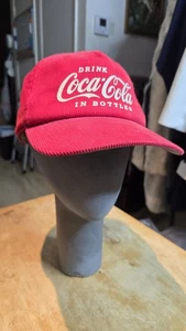 Cappello snapback vintage Coca-Cola in velluto a coste rosso coca cola in bottiglie ago americano - Foto 1 di 8