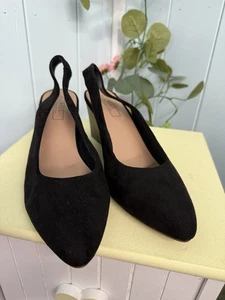 M&S Insolia Shoes Size UK6.5 EU40 Suede Wedge Pointed Slingback Black Ladies - Picture 1 of 10