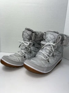 Stivali invernali nuovi senza scatola Columbia grigio ghiaccio celeste corti omni-heat donna taglia 8 neve - Foto 1 di 9