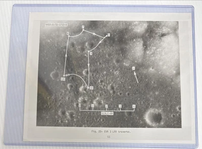 NASA Apollo 17 Traverse Map EVA 3 LRV Press Photo S-72-1712-V - Image 1 of 2