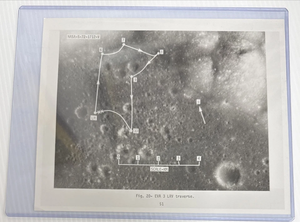 NASA Apollo 17 Traverse Map EVA 3 LRV Press Photo S-72-1712-V - Image 1 of 2