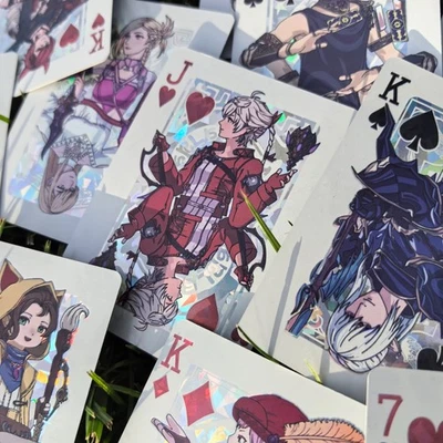 FINAL FANTASY XIV holographic silver foiled Prism anime playing card poker deck - Image 1 of 4