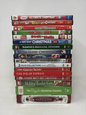 Lot 17 Christmas DVDs Classics Family Movies Grinch Shrek Polar Express Holiday Foto 1 de 4