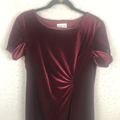 Vestido de veludo Robbie Bee feminino 10 envoltório falso borgonha Y2K evento de veludo Natal - Imagem 1 de 4