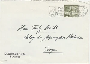 Cubierta Suiza, 1959. St Gallen to Trogir. Aldea infantil Pestalozzi Trogen - Imagen 1 de 2