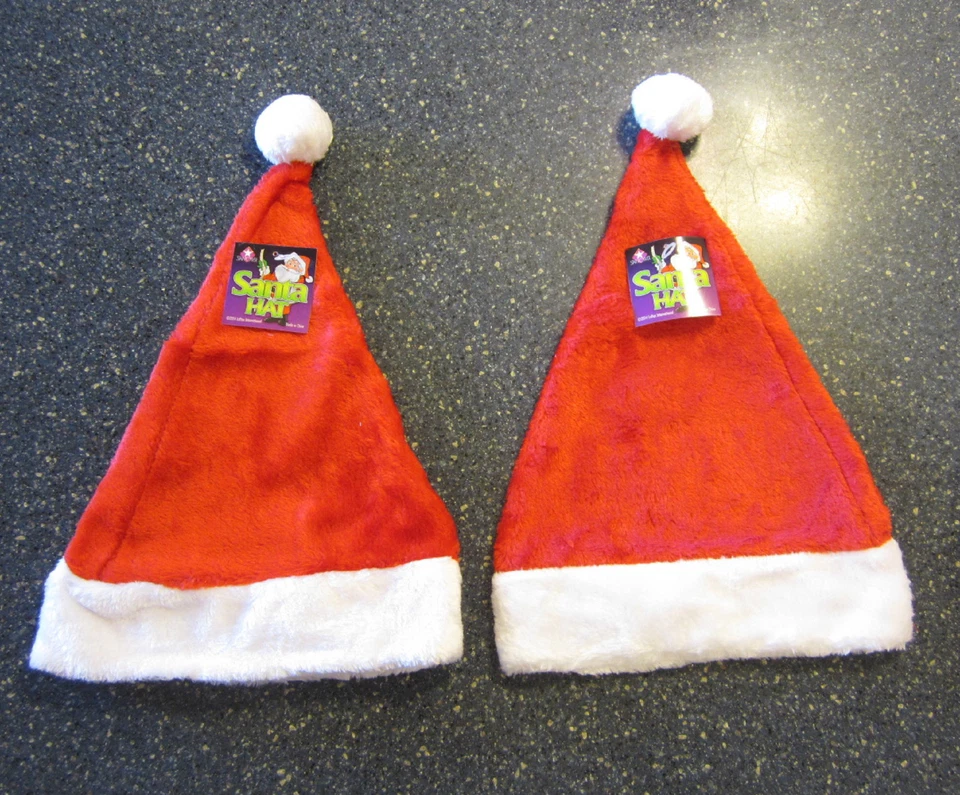 1 ADULT SANTA CLAUS HAT PLUSH RED CHRISTMAS PARTY HATS