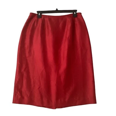 Kasper A.S.L. de colección Falda roja 100 % seda para mujer talla 12 forrada con cremallera trasera abertura Foto 1 de 4