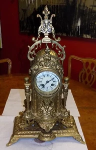HEAVY BRASS FRENCH TWO TRAIN CLOCK - Picture 1 of 24